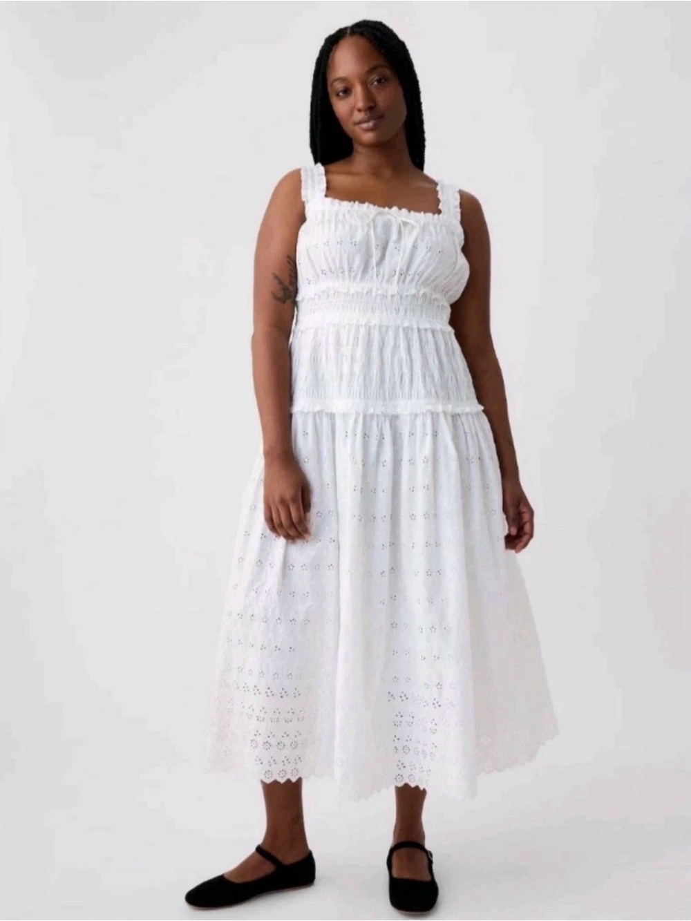 Gap x DÔEN White Eyelet Midi Dress - XL